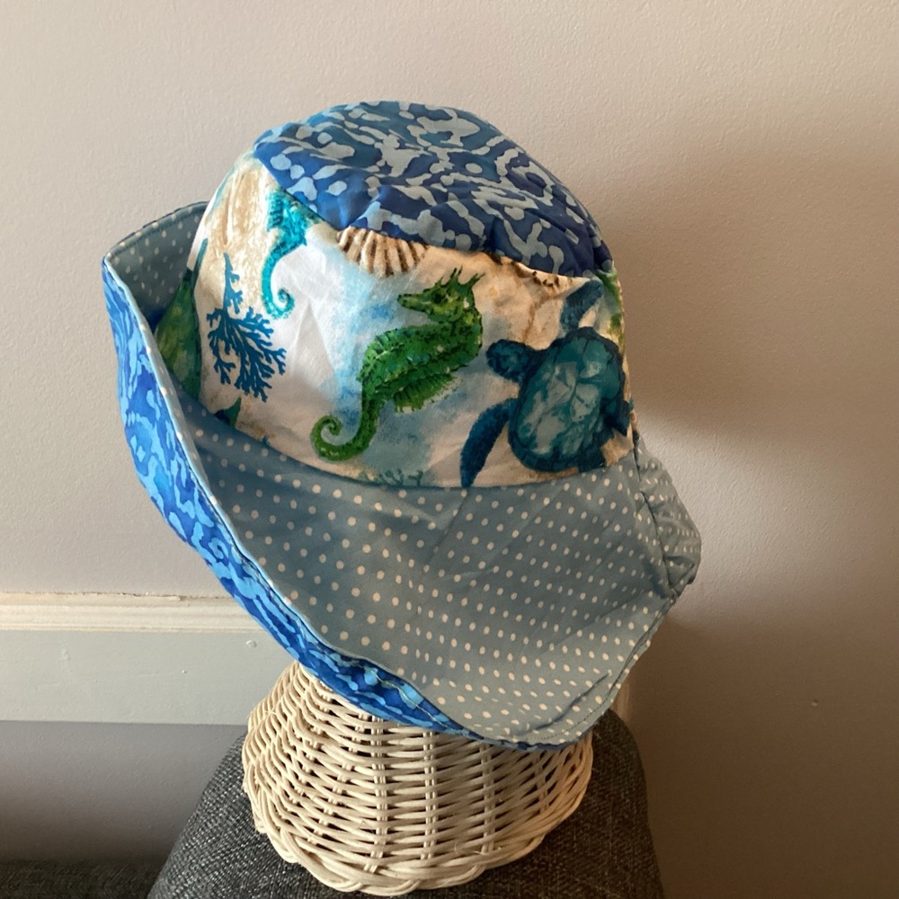 L Child Blue Ocean Sea Turtle Secret Heart Magic Sun Hat 20”